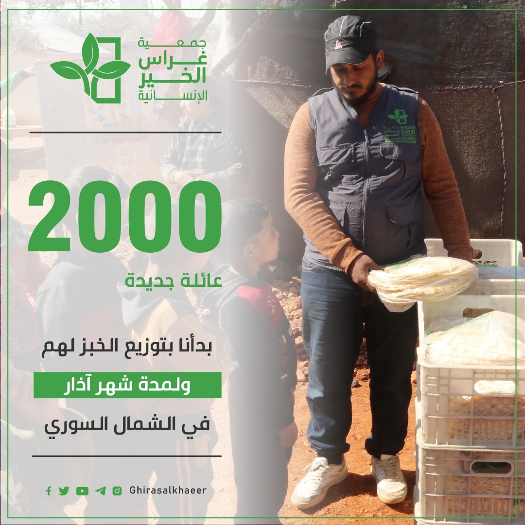 انفوجرافيك عدد المستفيدين من توزيع الخبز لشهر أذار في الشمال السوري1442-2021